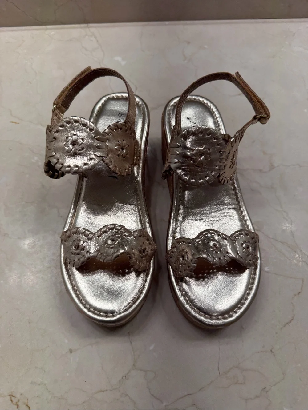 Jack Rogers Metallic Gold Braided Medallion Sandals